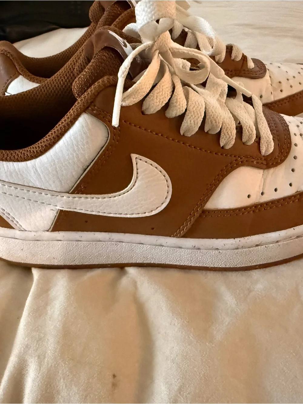 Nike Kids Court Vision Low Top Sneakers - Brown and White